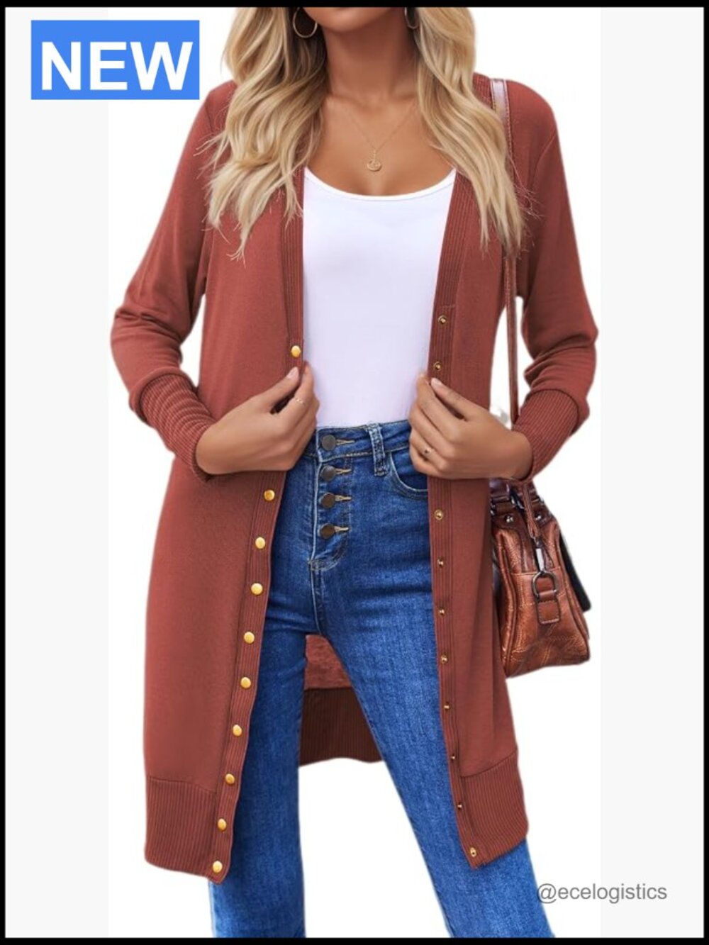 Lightweight Knit Cardigan with Buttons - Soft Long Sleeve V-Neck